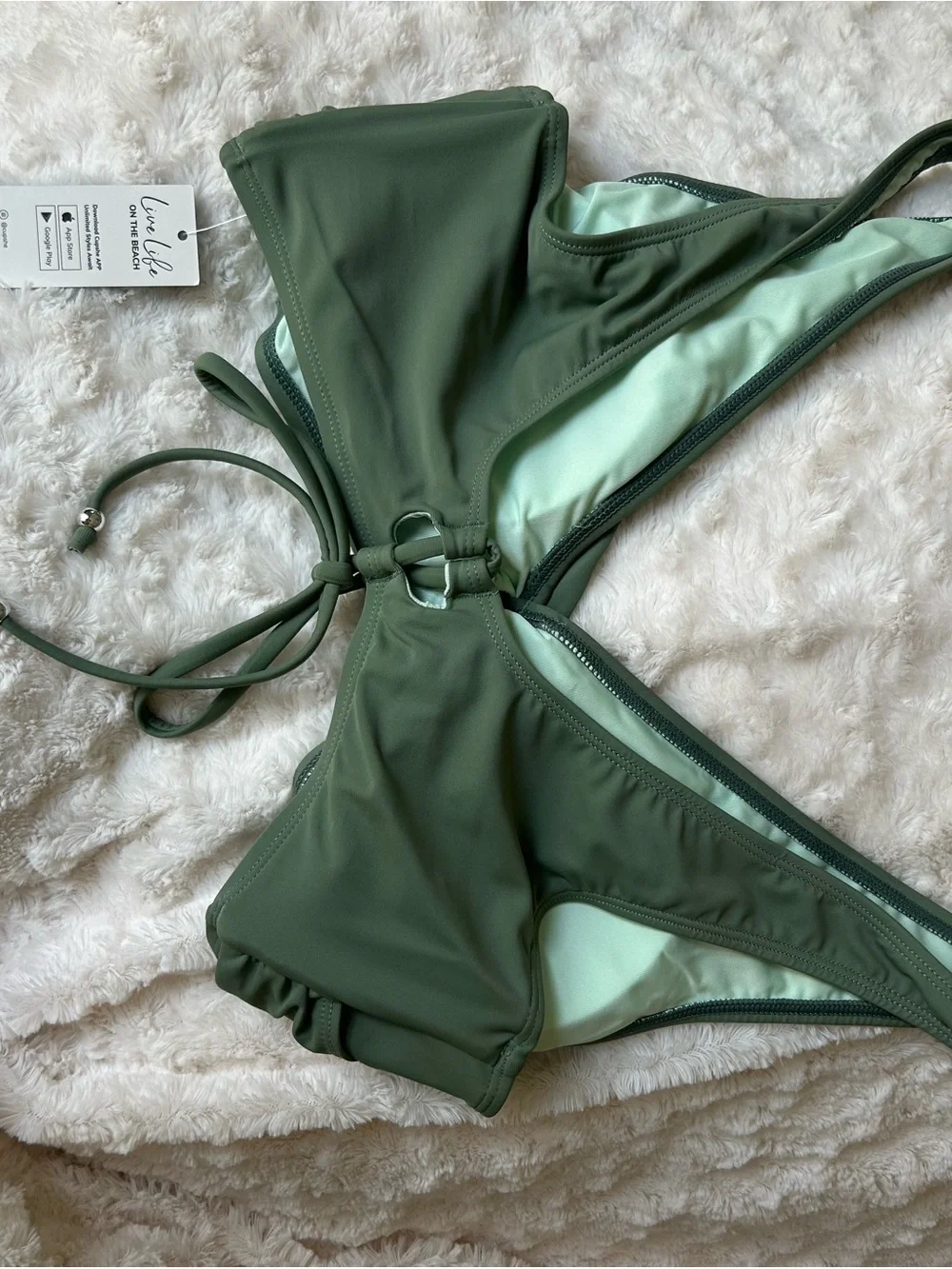 Cupshe Olive Green Twist-Front Bikini Top
